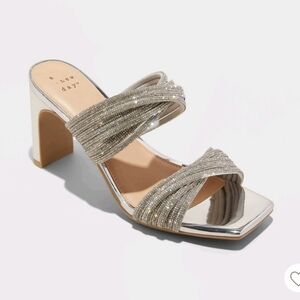 A new day Tammy rhinestone crystal gem embellished slide mule sandal low heel